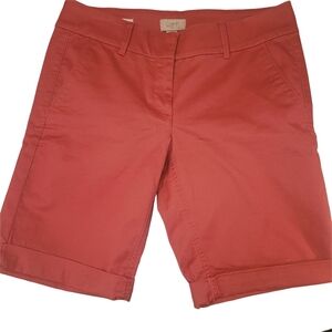Ann Taylor LOFT Coral Chino Bermuda Roll Shorts 4